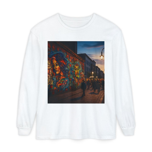 Berlin Graffiti Vibrance - Unisex Garment-dyed Long Sleeve T-Shirt