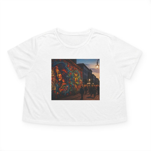 Berlin Graffiti Vibrance - Women's Flowy Cropped Tee