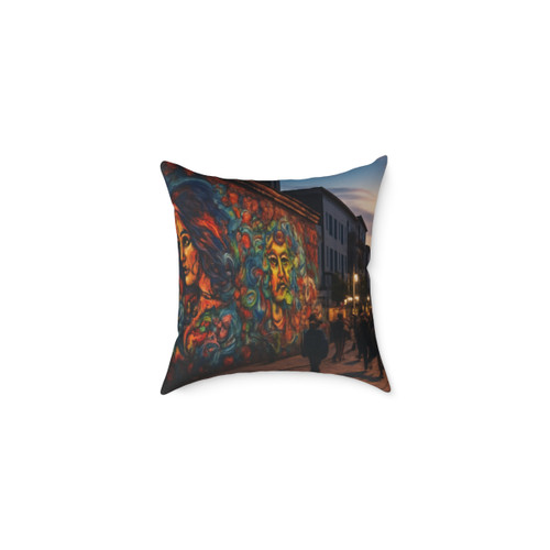 Berlin Graffiti Vibrance - Square Poly Canvas Pillow