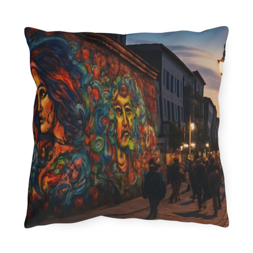 Berlin Graffiti Vibrance - Outdoor Pillows