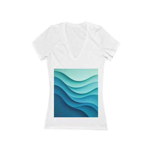 Ethereal Wave Dance - Women's Jersey Short Sleeve Deep V-Neck Tee