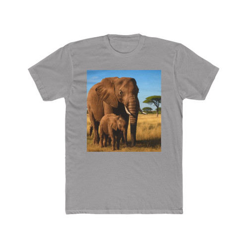 Gentle Elephant Embrace - Unisex Cotton Crew Tee