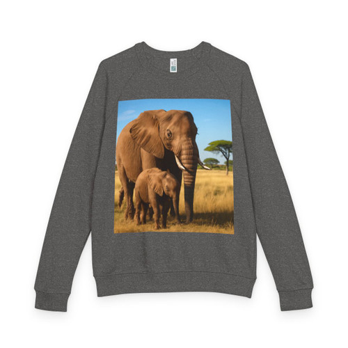 Gentle Elephant Embrace - Unisex French Terry Raglan Crewneck