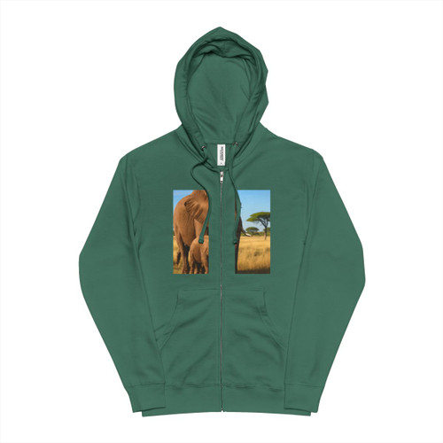 Gentle Elephant Embrace - Unisex Fleece Zip Up Hoodie Gentle Elephant Embrace - Unisex Fleece Zip Up Hoodie