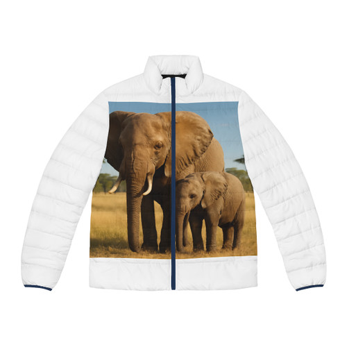 Gentle Elephant Embrace - Men's Puffer Jacket (AOP)