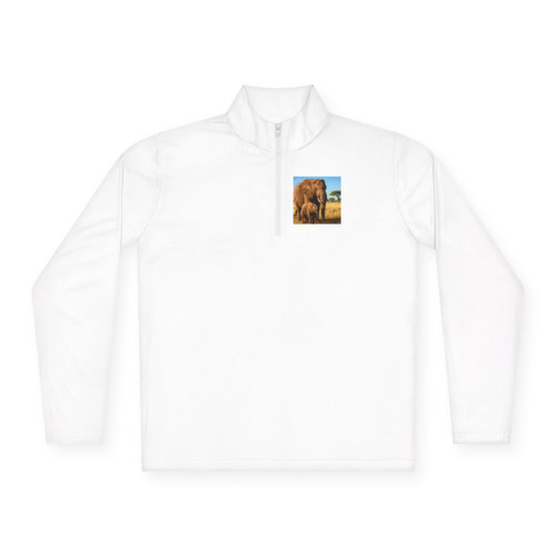 Gentle Elephant Embrace - Unisex Quarter-Zip Pullover