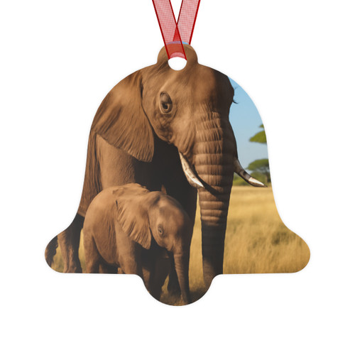 Gentle Elephant Embrace - Metal Ornaments