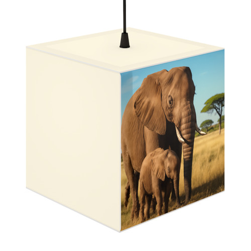 Gentle Elephant Embrace - Light Cube Lamp