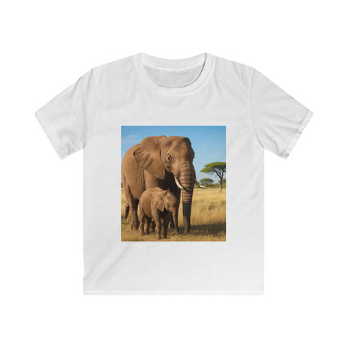 Gentle Elephant Embrace - Kids Softstyle Tee