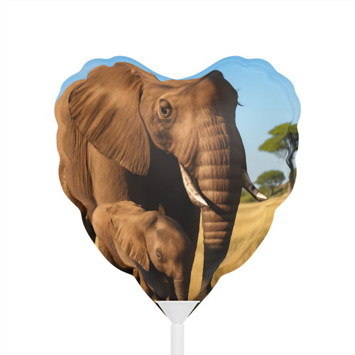 Gentle Elephant Embrace - Balloons (Round and Heart-shaped), 6"