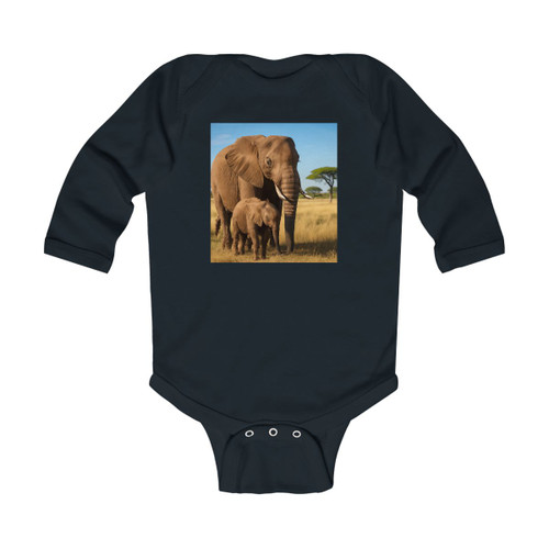 Gentle Elephant Embrace - Infant Long Sleeve Bodysuit