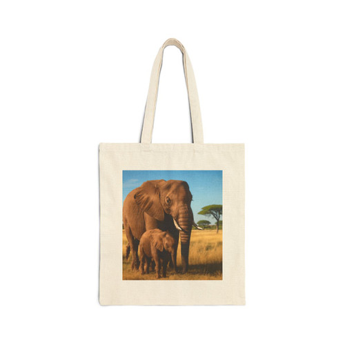 Gentle Elephant Embrace - Cotton Canvas Tote Bag