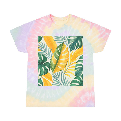 Tropical Leaf Harmony - Tie-Dye Tee, Spiral