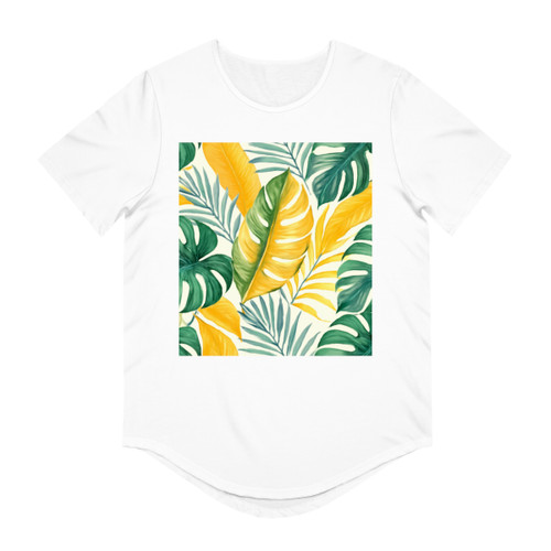 Tropical Leaf Harmony - Men's Jersey Curved Hem Tee