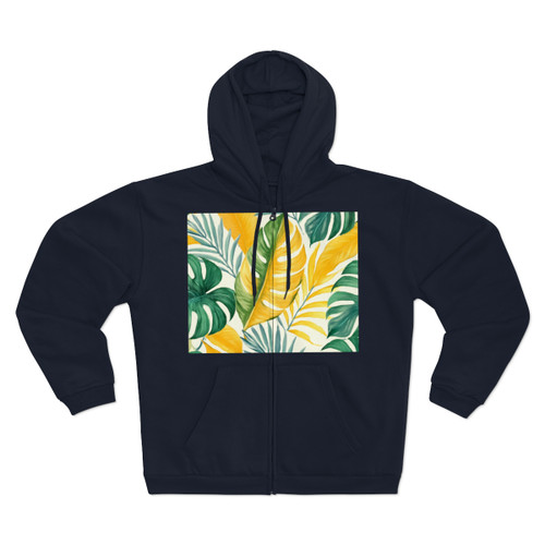 Tropical Leaf Harmony - Unisex Hooded Zip Sweatshirt