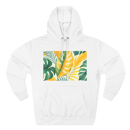 Tropical Leaf Harmony - Three-Panel Fleece Hoodie