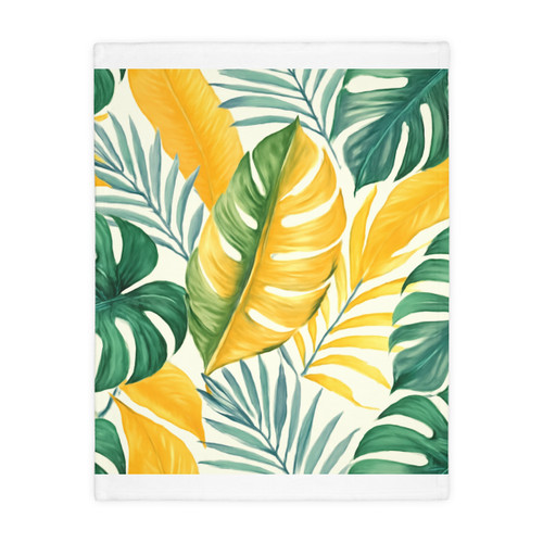 Tropical Leaf Harmony - Velveteen Microfiber Blanket (Two-sided print)