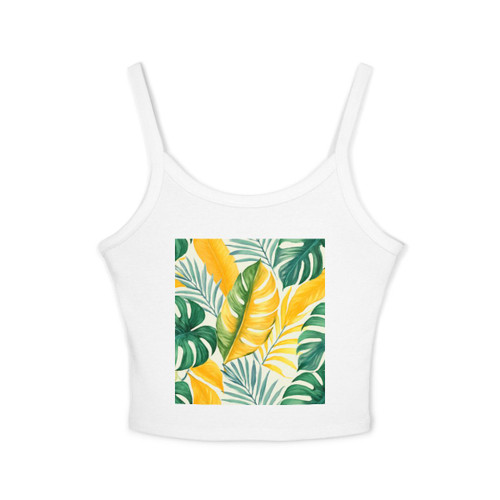 Tropical Leaf Harmony - Women's Spaghetti Strap Tank Top