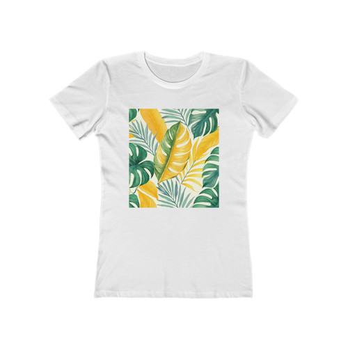 Tropical Leaf Harmony - The Boyfriend Tee for Women