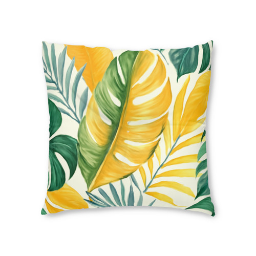 Tropical Leaf Harmony - Tufted Floor Pillow, Square