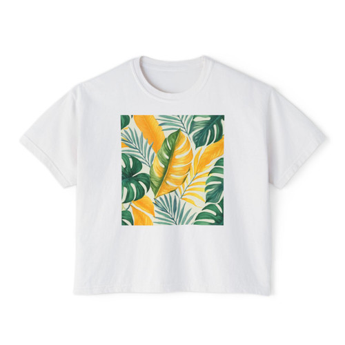 Tropical Leaf Harmony - Women's Boxy Tee