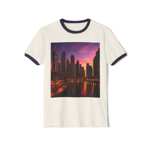 Dubai Marina Dreamscape - Unisex Cotton Ringer T-Shirt