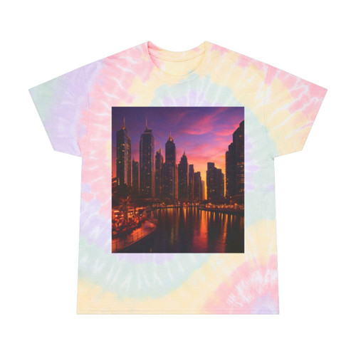 Dubai Marina Dreamscape - Tie-Dye Tee, Spiral