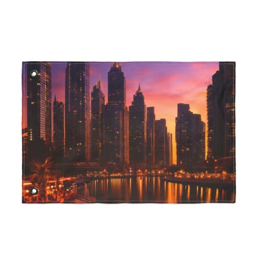 Dubai Marina Dreamscape - Double Sided Flag