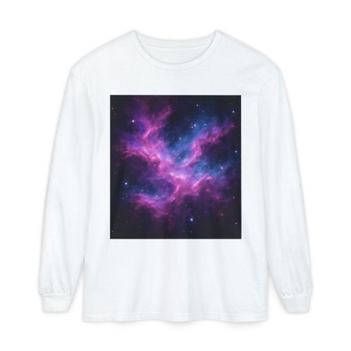 Luminous Cosmic Veil - Unisex Garment-dyed Long Sleeve T-Shirt