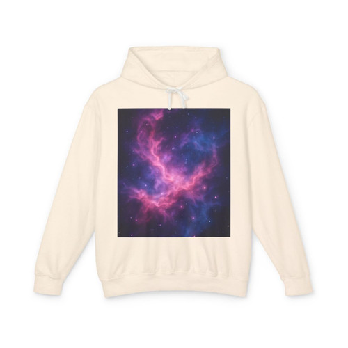 Luminous Cosmic Veil - Unisex Lightweight Hooded Sweatshirt