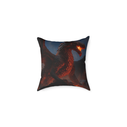 Eternal Ember Wyrm - Square Poly Canvas Pillow