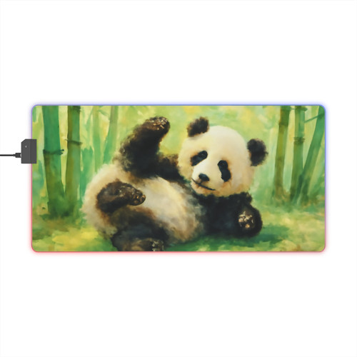 Whimsical Panda Play - LED Gaming Mouse Pad
