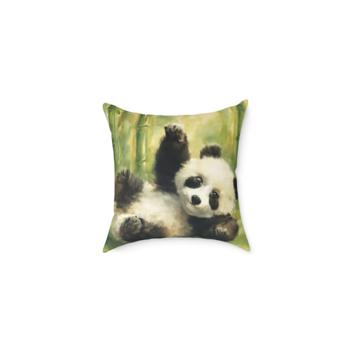 Whimsical Panda Play - Square Poly Canvas Pillow