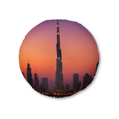 Dubai Dusk Mirage - Tufted Floor Pillow, Round