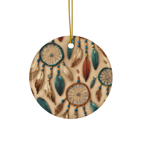 Bohemian Dreamcatcher Dance - Decorative Ceramic Ornaments, Double-Sided (1pc, 3pcs, 5pcs, 10pcs)