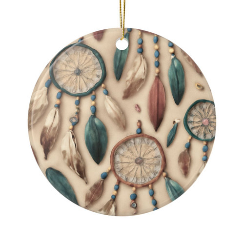 Bohemian Dreamcatcher Dance - Ceramic Ornaments, 2-Side Print