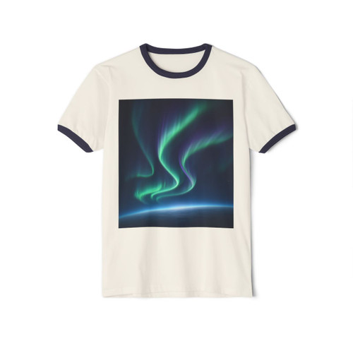 Celestial Aurora Dance - Unisex Cotton Ringer T-Shirt