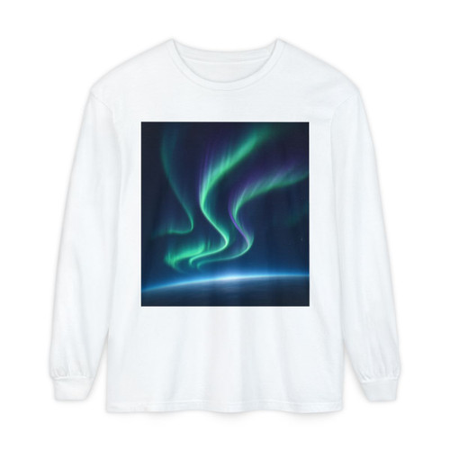 Celestial Aurora Dance - Unisex Garment-dyed Long Sleeve T-Shirt
