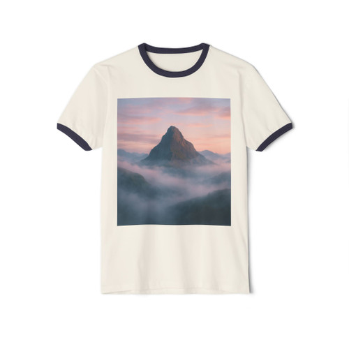 Misty Mountain Dawn - Unisex Cotton Ringer T-Shirt