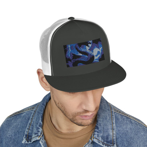Azure Storm Serpent - 5 Panel Trucker Cap (Embroidery)