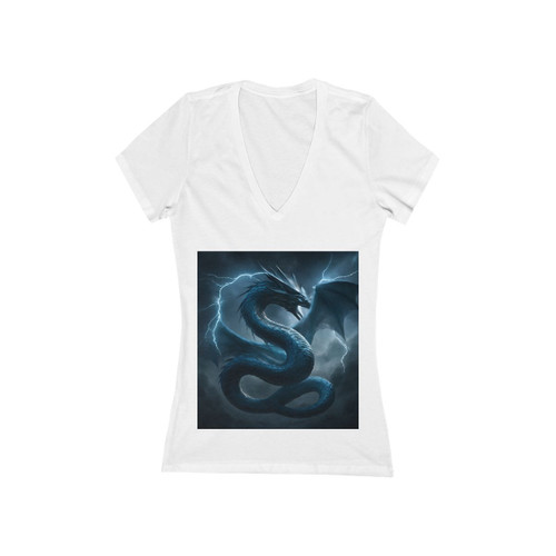 Azure Storm Serpent - Women's Jersey Short Sleeve Deep V-Neck Tee