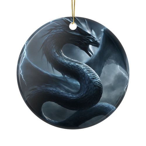 Azure Storm Serpent - Ceramic Ornaments, 2-Side Print