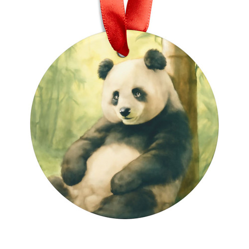 Serene Panda Sanctuary - Acrylic Ornament with Ribbon