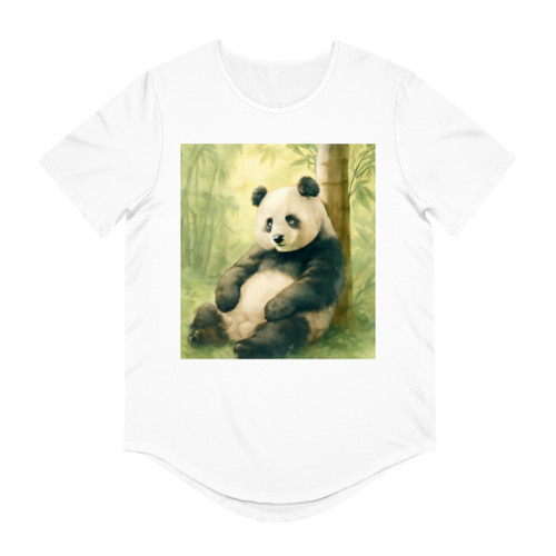 Serene Panda Sanctuary - Men's Jersey Curved Hem Tee