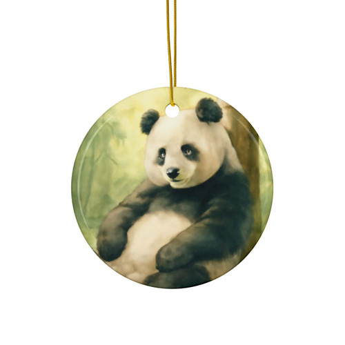 Serene Panda Sanctuary - Decorative Ceramic Ornaments, Double-Sided (1pc, 3pcs, 5pcs, 10pcs)
