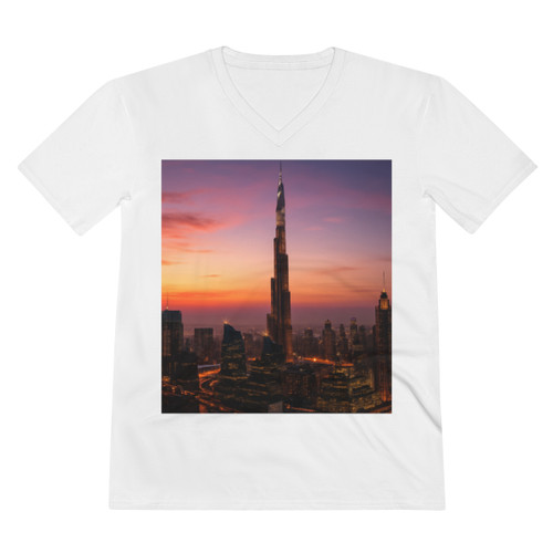 Dubai Futuristic Skyline - Men's Lightweight V-Neck Tee