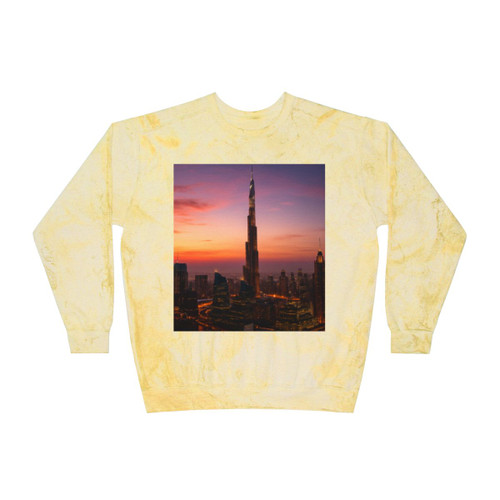 Dubai Futuristic Skyline - Unisex Color Blast Crewneck Sweatshirt