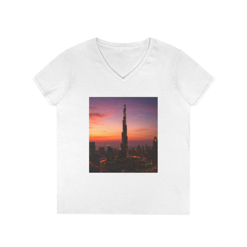 Dubai Futuristic Skyline - Ladies' V-Neck T-Shirt