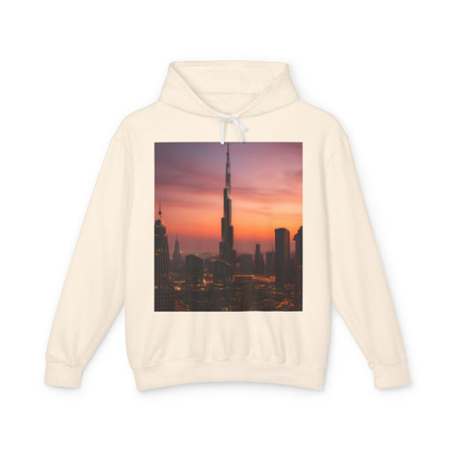 Dubai Futuristic Skyline - Unisex Lightweight Hooded Sweatshirt