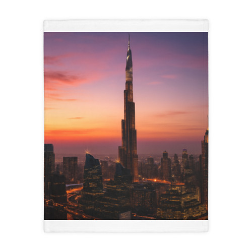 Dubai Futuristic Skyline - Velveteen Microfiber Blanket (Two-sided print)